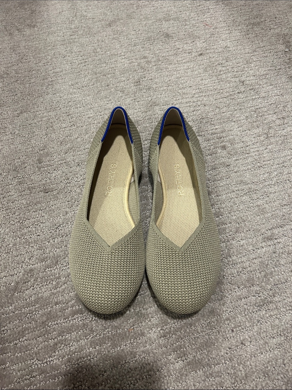 Rothy’s Knit Ballet Flats with Blue Trim